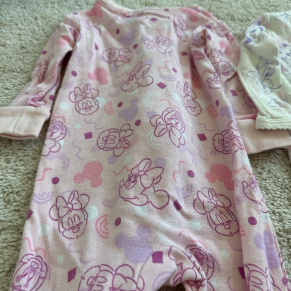 6-9M Disney Baby Minnie Mouse & Daisy 2 Footies Coveralls - Picture 6 of 9